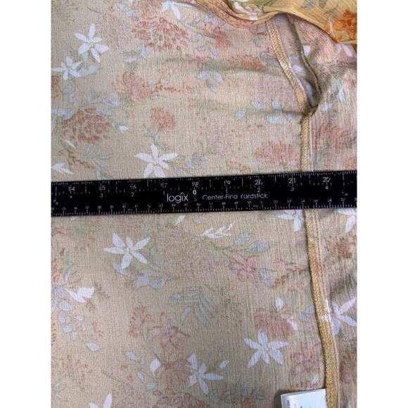 Pink Rose Womens Open Blouse Sz M Floral Rayon D588 - Picture 7 of 9